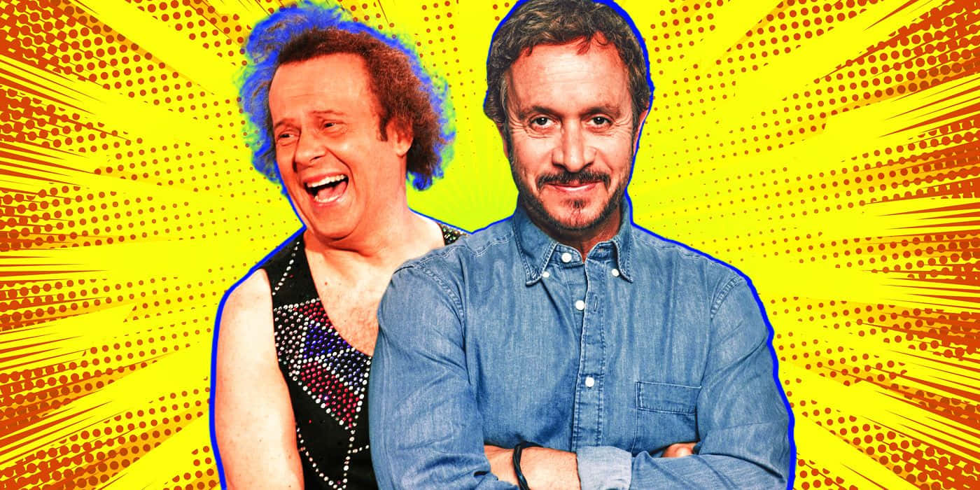 Richard Simmons, vibrant yellow, comic book style, HD Desktop Wallpaper