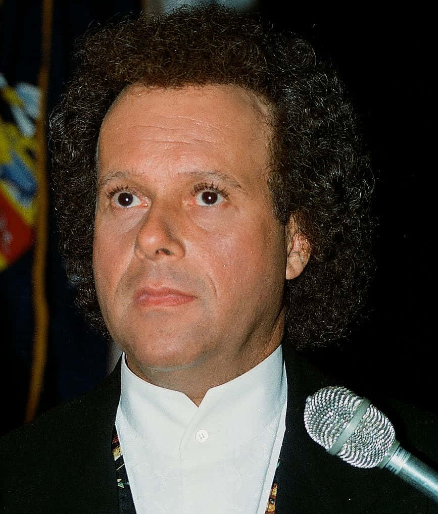 Richard Simmons, black suit, white shirt, SD Phone Wallpaper