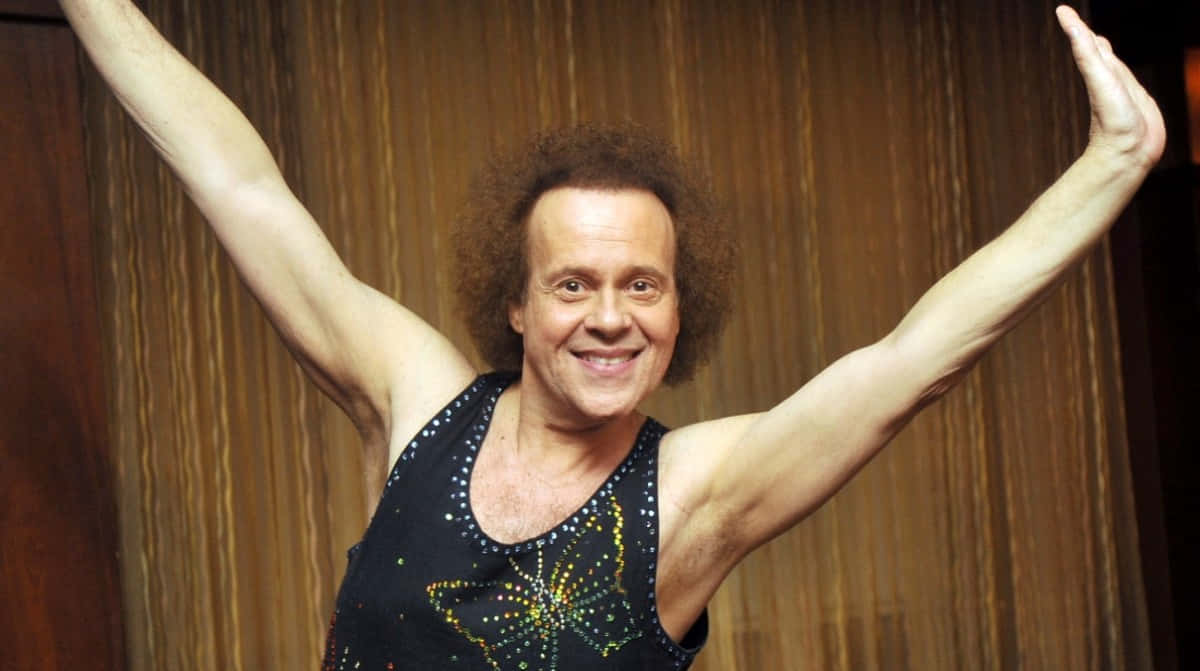 Richard Simmons, black sequined top, curly hair, SD Desktop Wallpaper