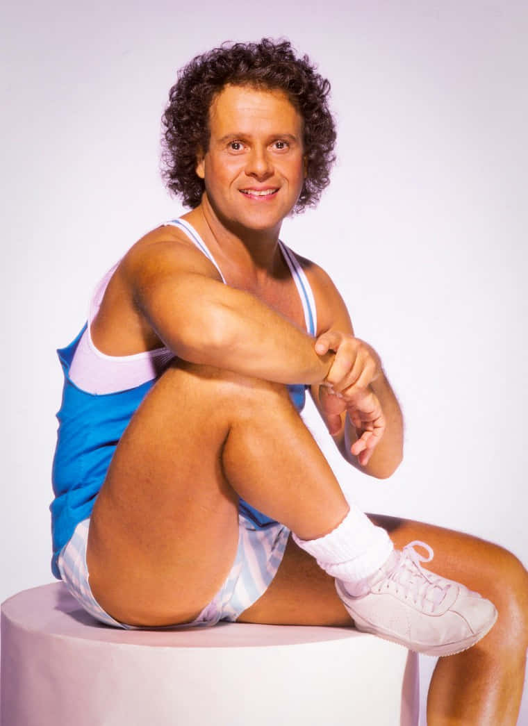 Richard Simmons, curly hair, white pedestal, SD Phone Wallpaper