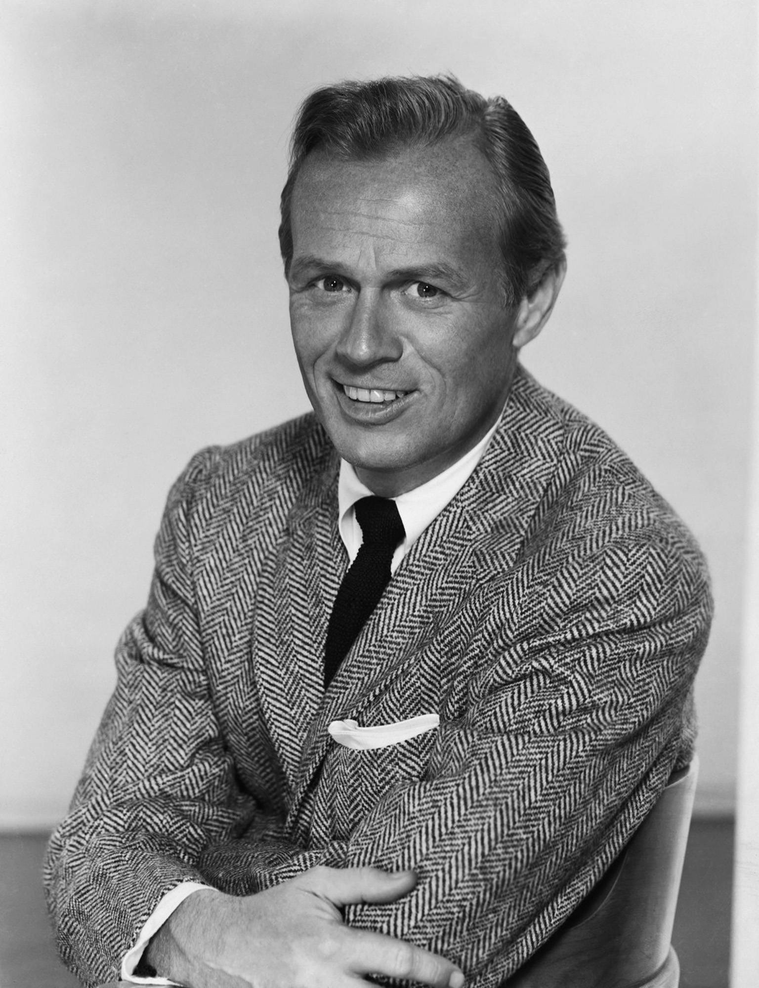 Richard Widmark, herringbone suit, studio background, Full HD Phone Wallpaper