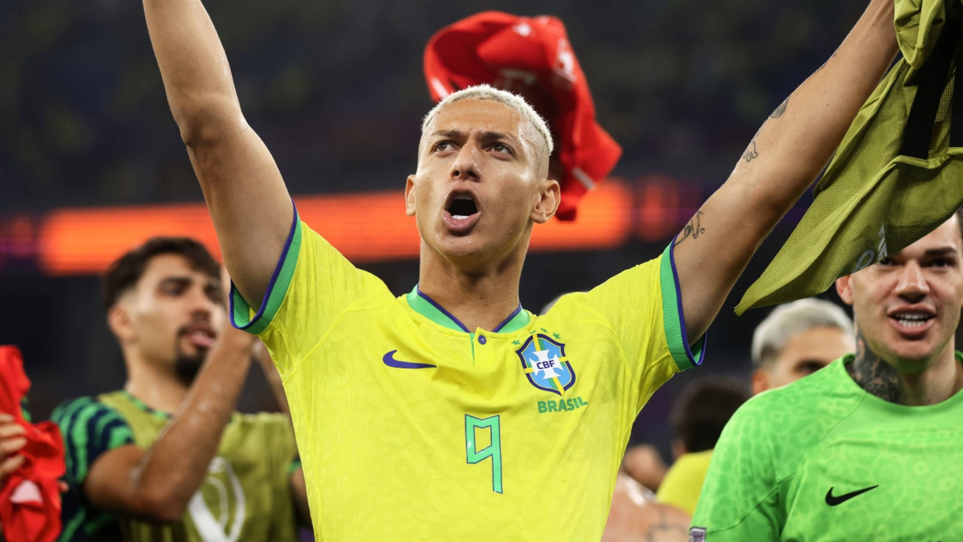 Richarlison De Andrade, yellow jersey, number 9, Full HD Desktop Wallpaper