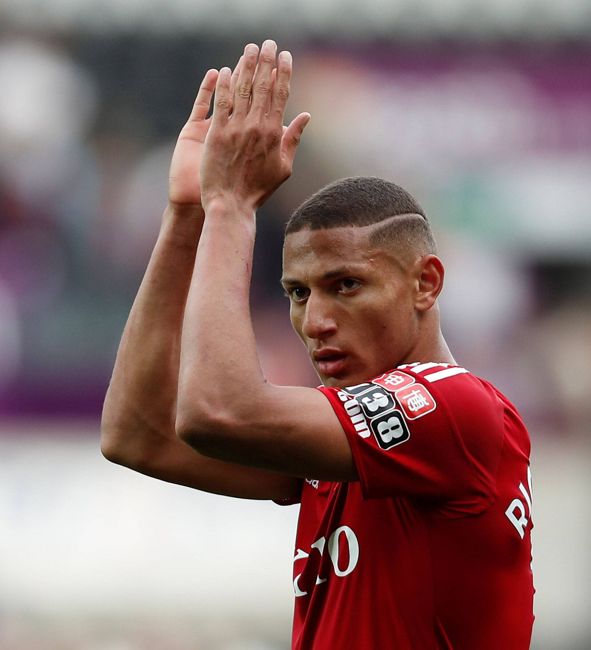 Richarlison De Andrade, red jersey, stadium, Full HD Phone Wallpaper