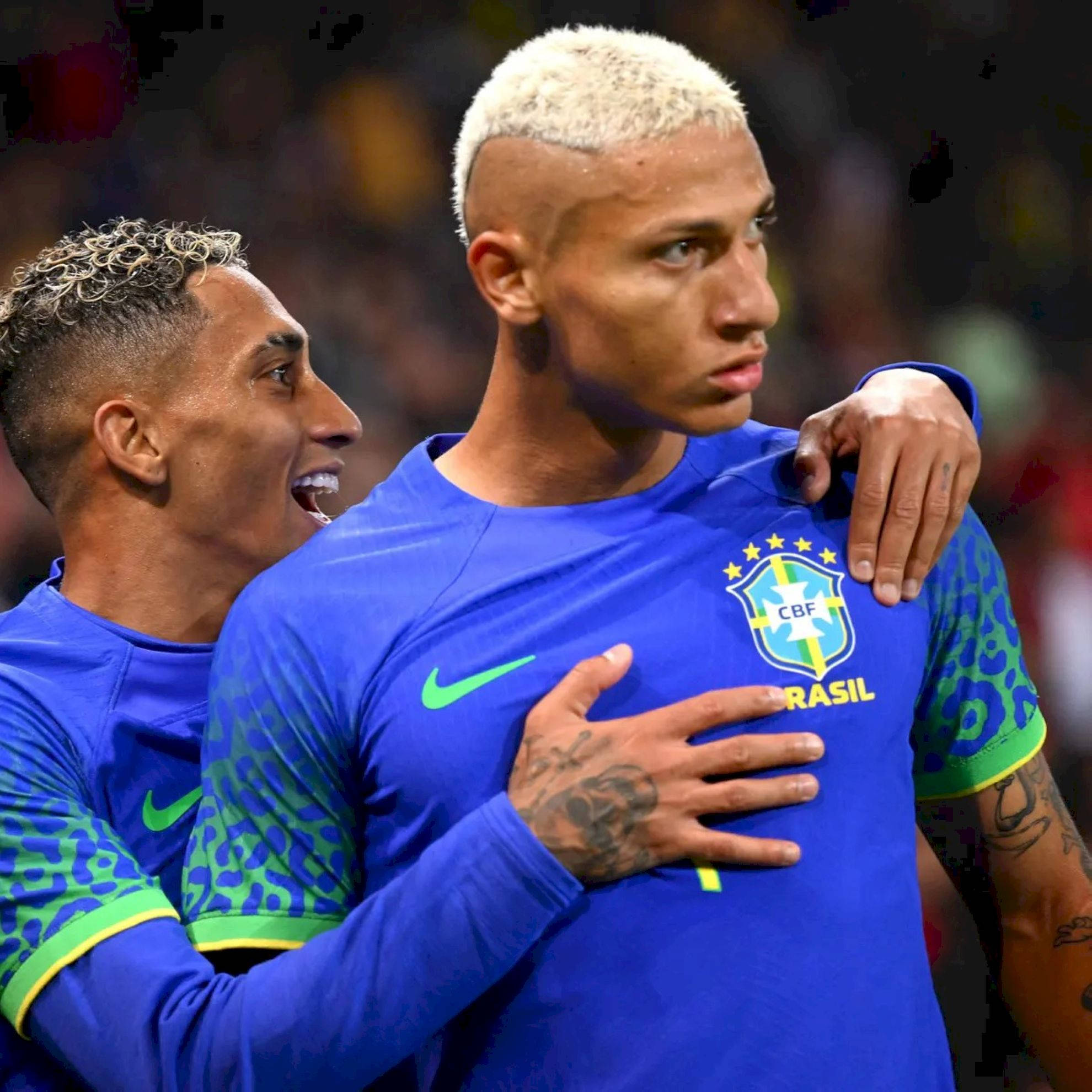 Richarlison De Andrade, Brazilian soccer players, blue jerseys, Full HD Desktop Wallpaper
