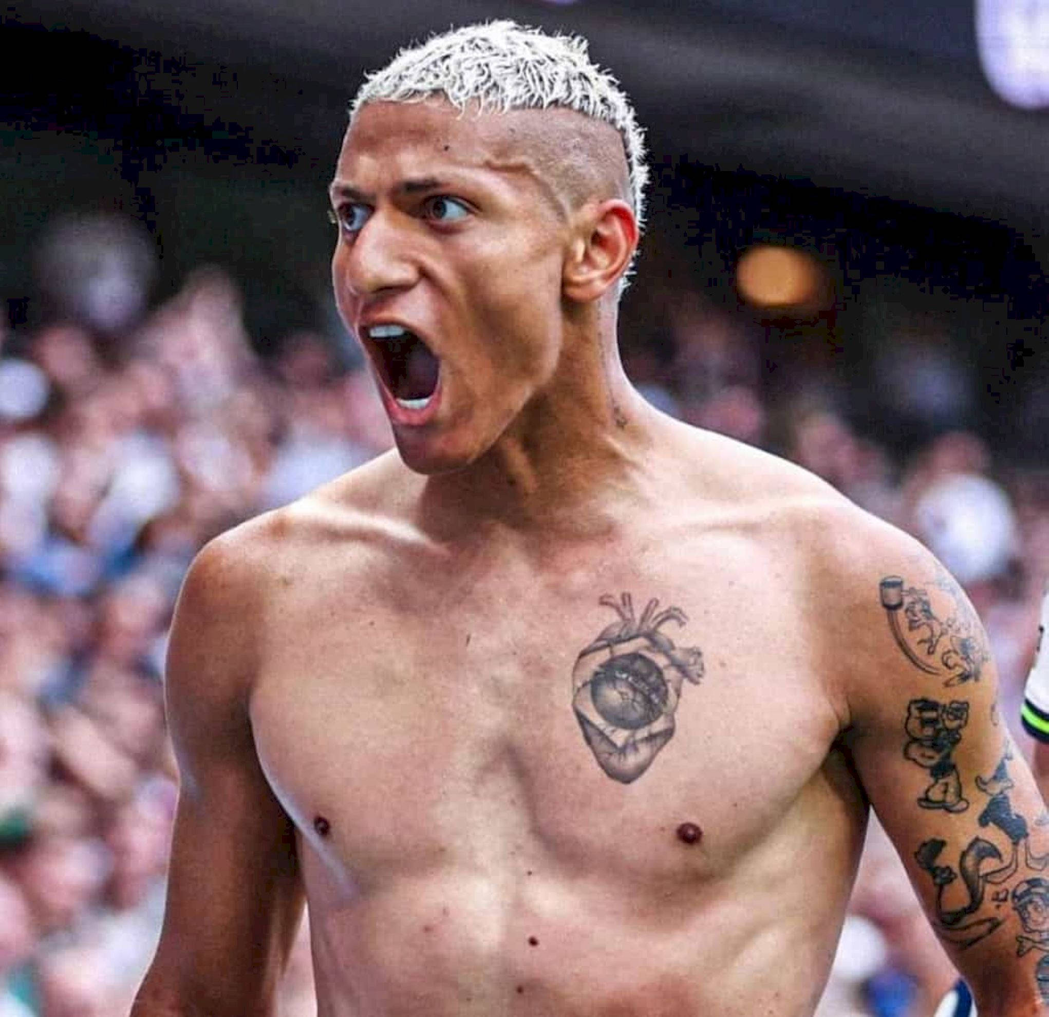 Richarlison De Andrade, shirtless, bleached hair, Full HD Desktop Wallpaper