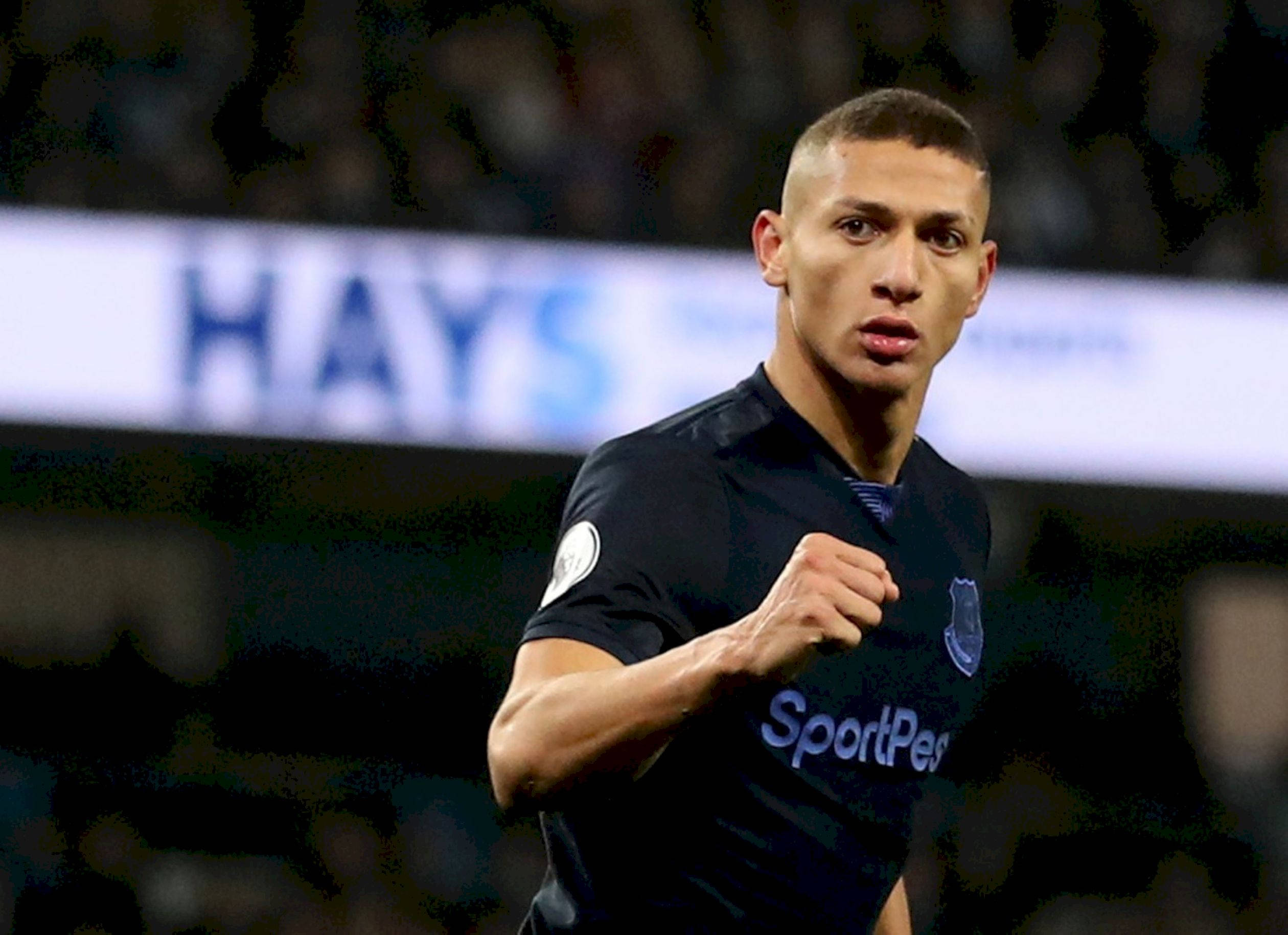 Richarlison De Andrade, dark jersey, stadium lights, Full HD Desktop Wallpaper
