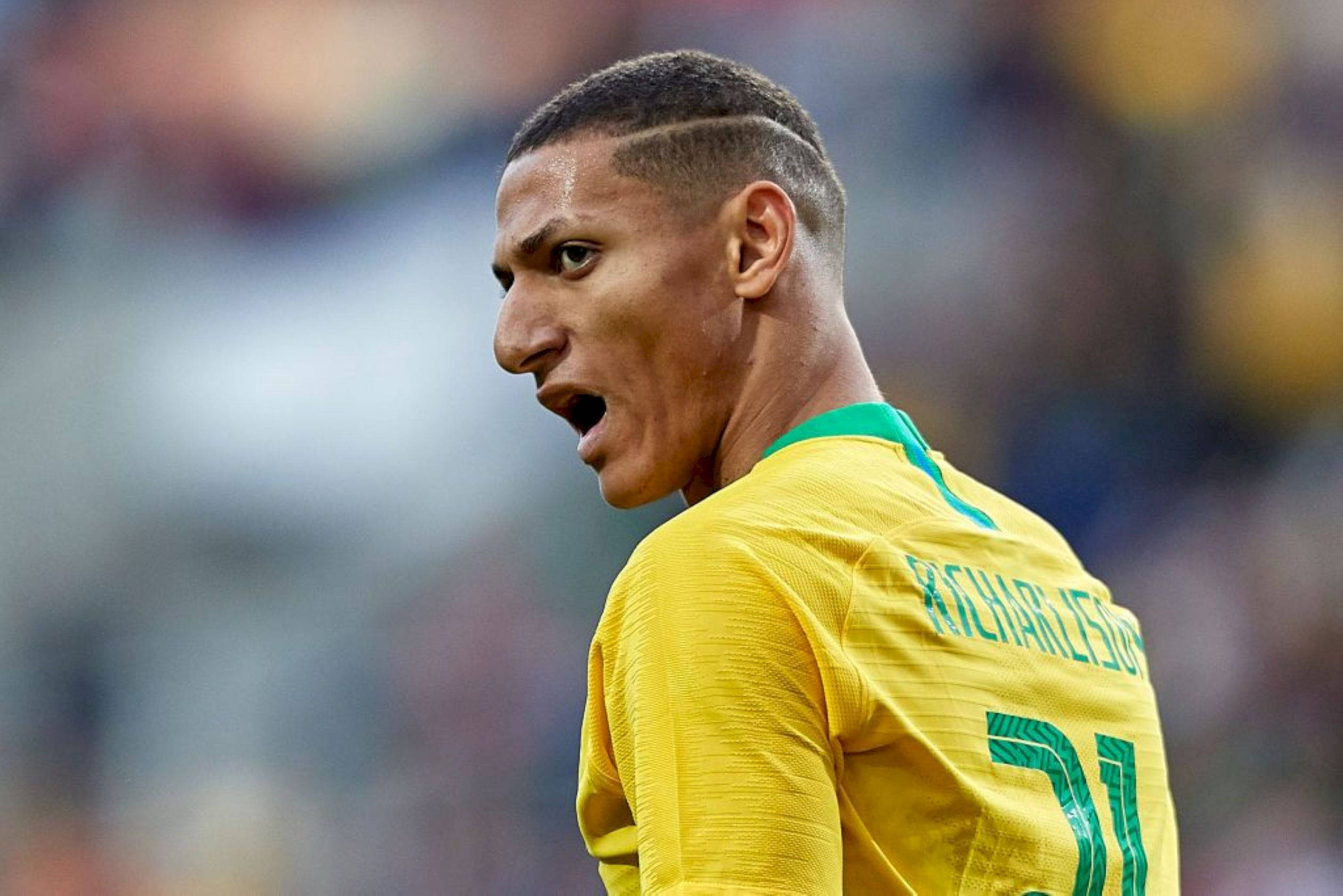 Richarlison De Andrade, yellow jersey, soccer player, Full HD Desktop Wallpaper