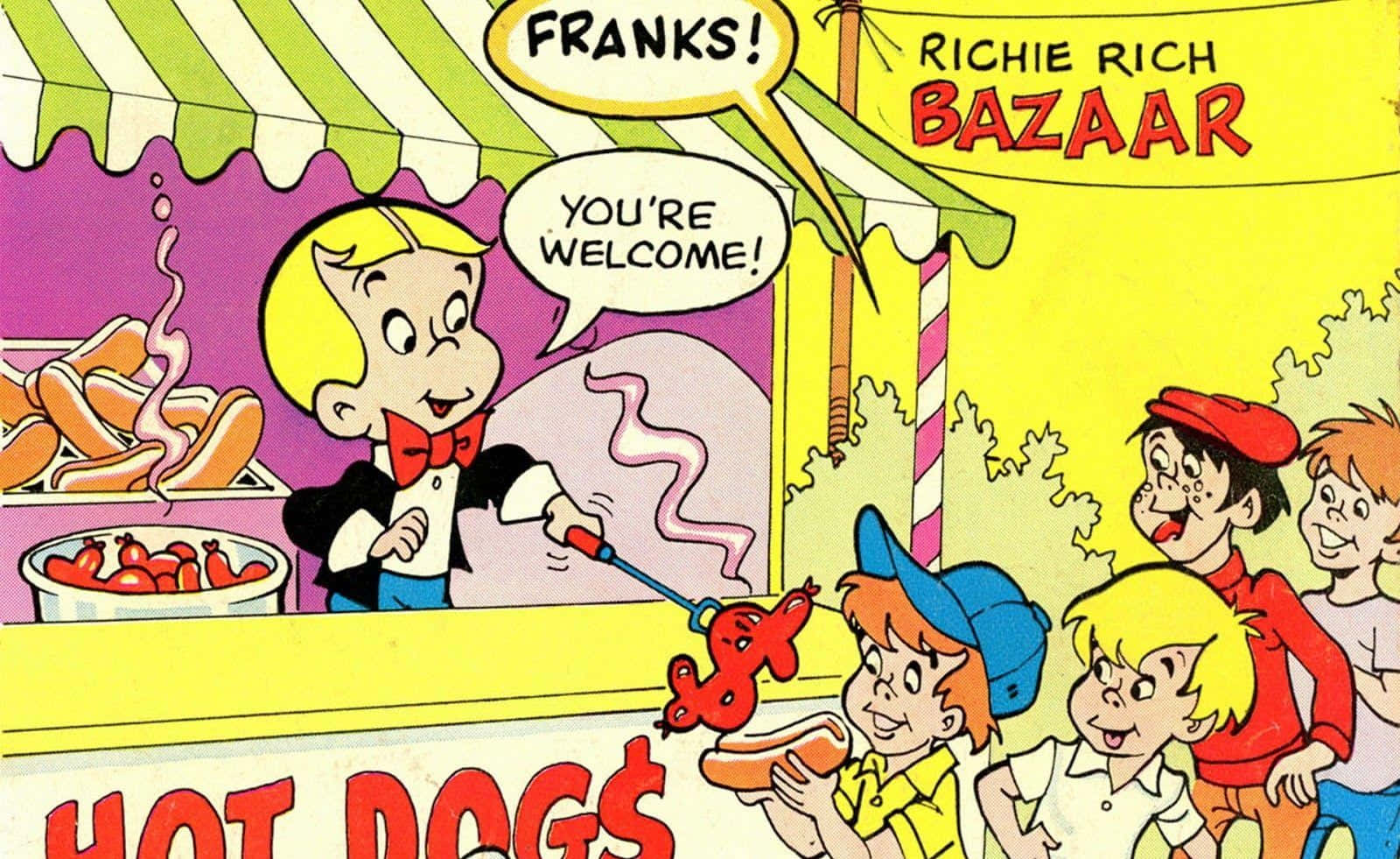 Richie Rich, hot dog bazaar, steaming hot dogs, HD Desktop Wallpaper