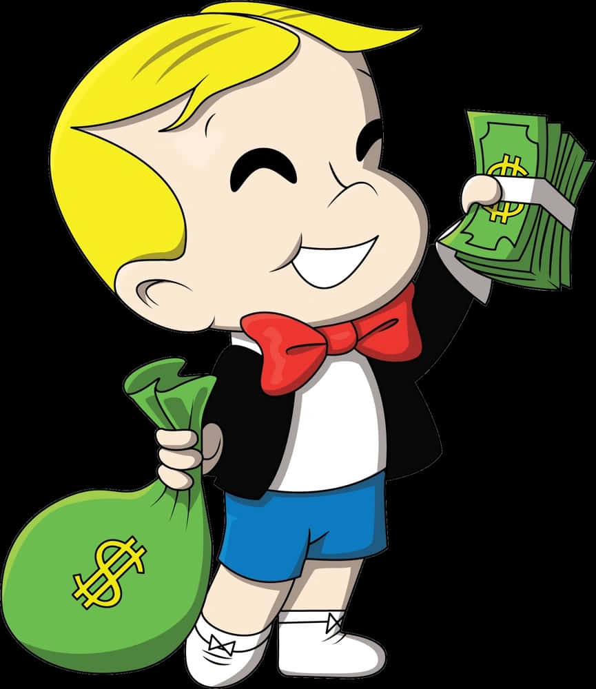Richie Rich, money bag, green dollar bills, SD Phone Wallpaper