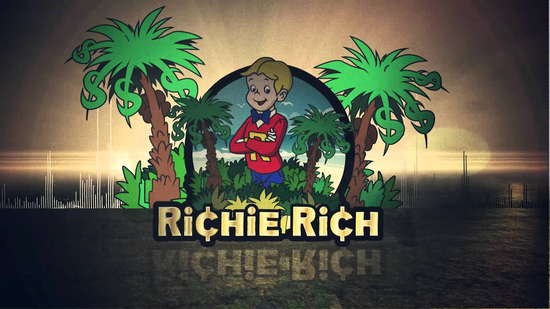 Richie Rich, tropical paradise, palm trees, Full HD Desktop Wallpaper
