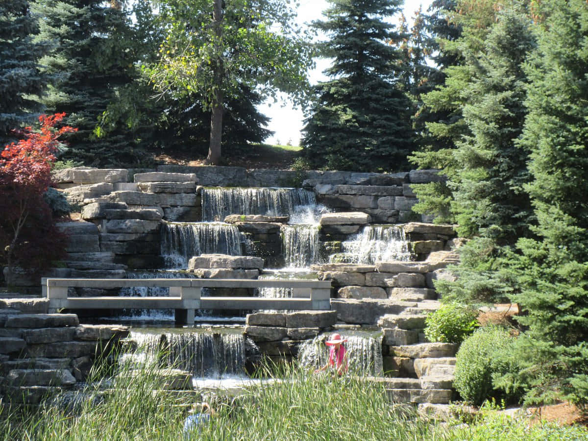 Richmond Hill, artificial waterfall, multi-tiered stone waterfall, SD Desktop Wallpaper