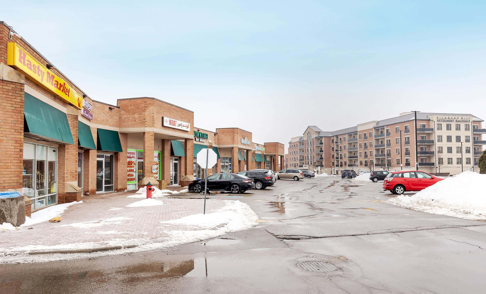 Richmond Hill, winter, strip mall, HD Desktop Wallpaper