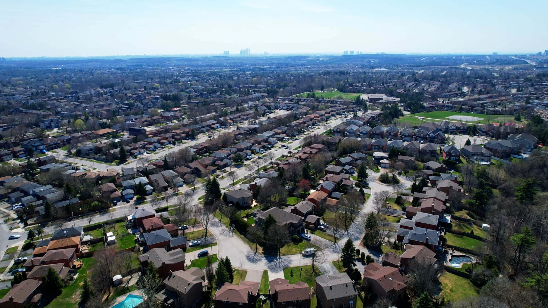 Richmond Hill Canada, suburban neighborhood, houses, Full HD Desktop Wallpaper