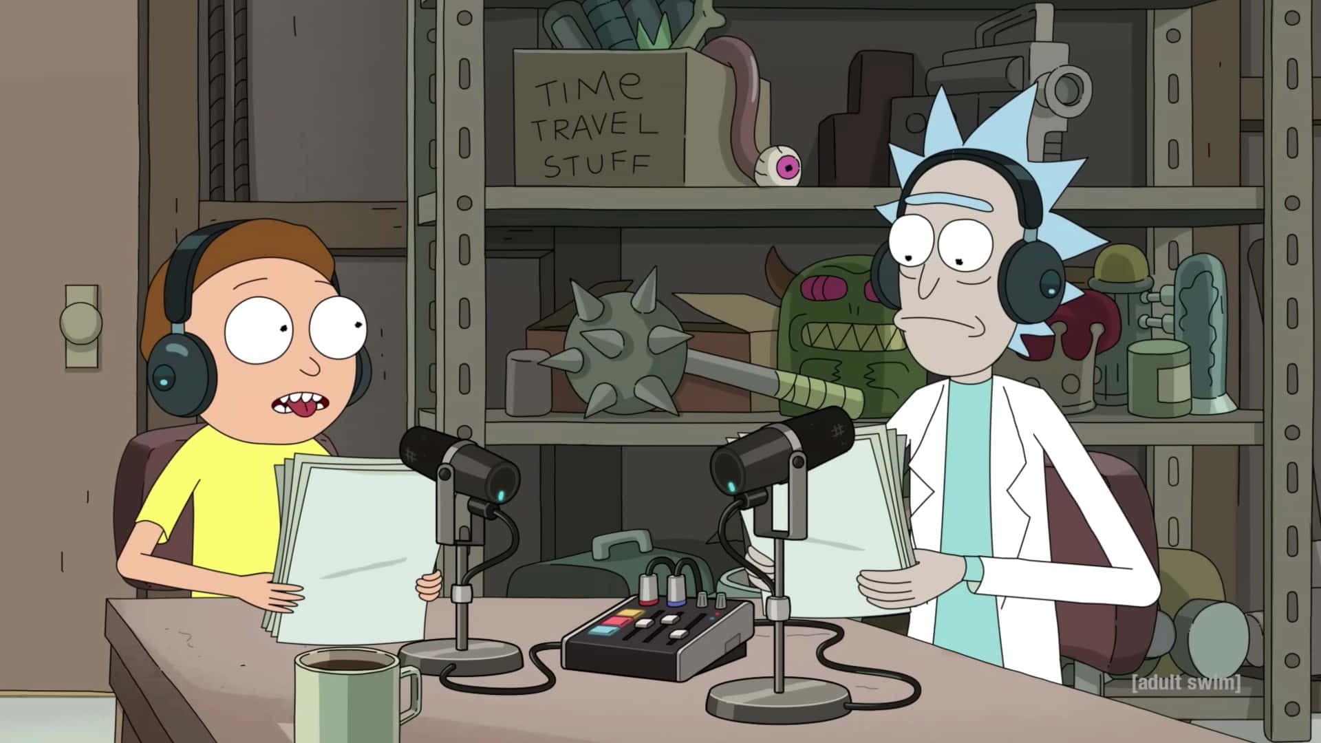 Rick And Morty, 1920x1080, cluttered desk, Full HD Desktop Wallpaper
