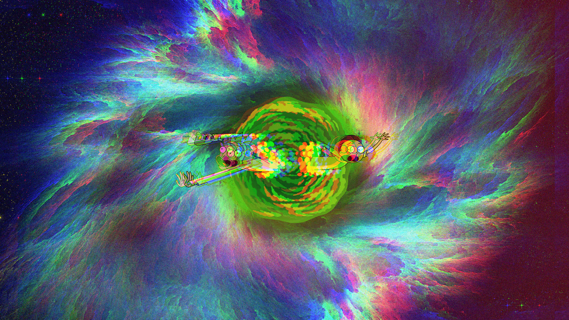 Rick And Morty, neon colors, cosmic vortex, Full HD Desktop Wallpaper
