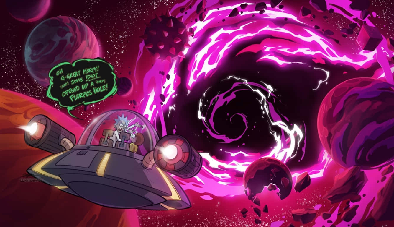 Rick and Morty, laptop, spaceship, HD Desktop Wallpaper