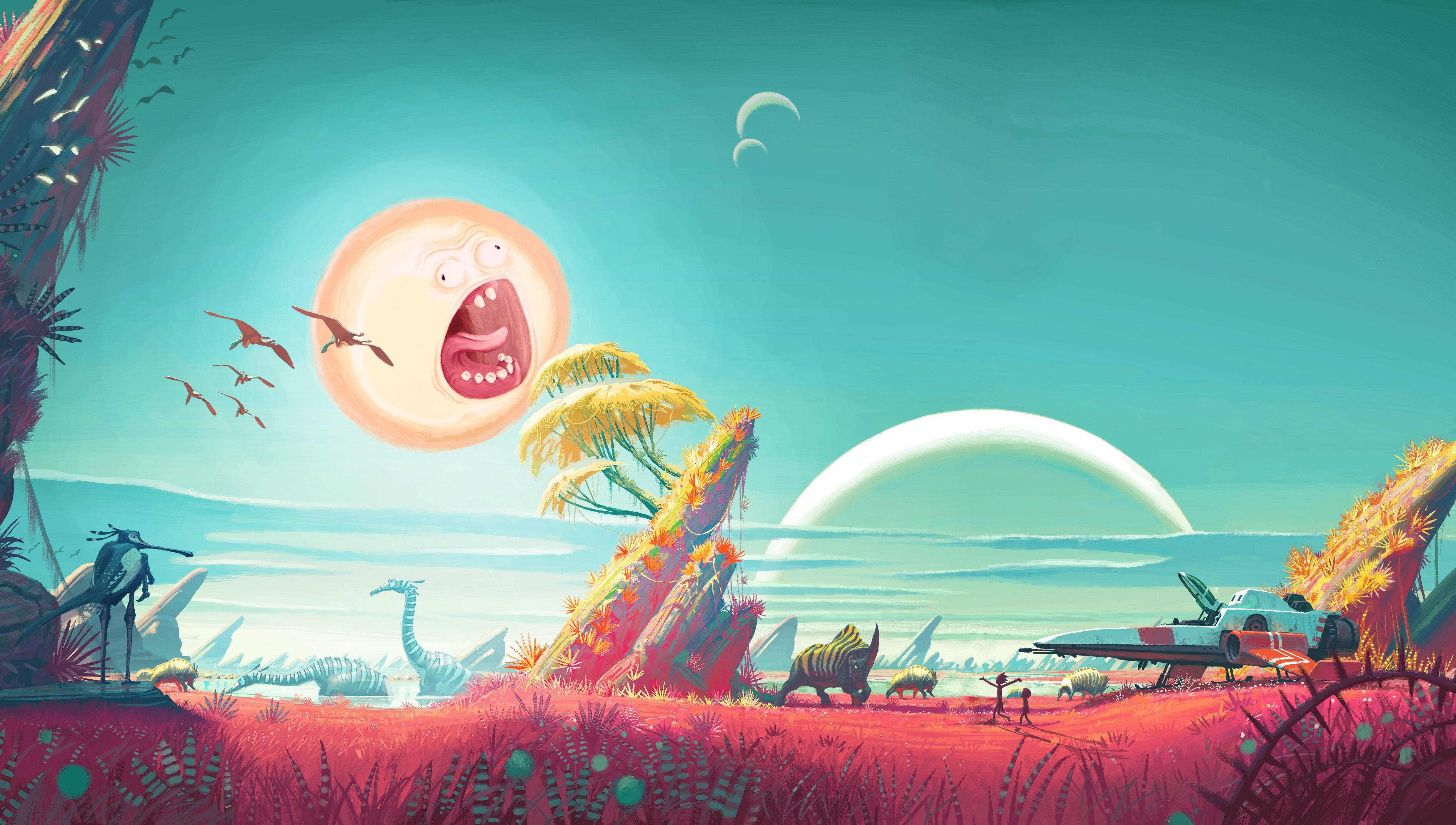Screaming Sun, Rick And Morty, PC 4K, 4K Desktop Wallpaper