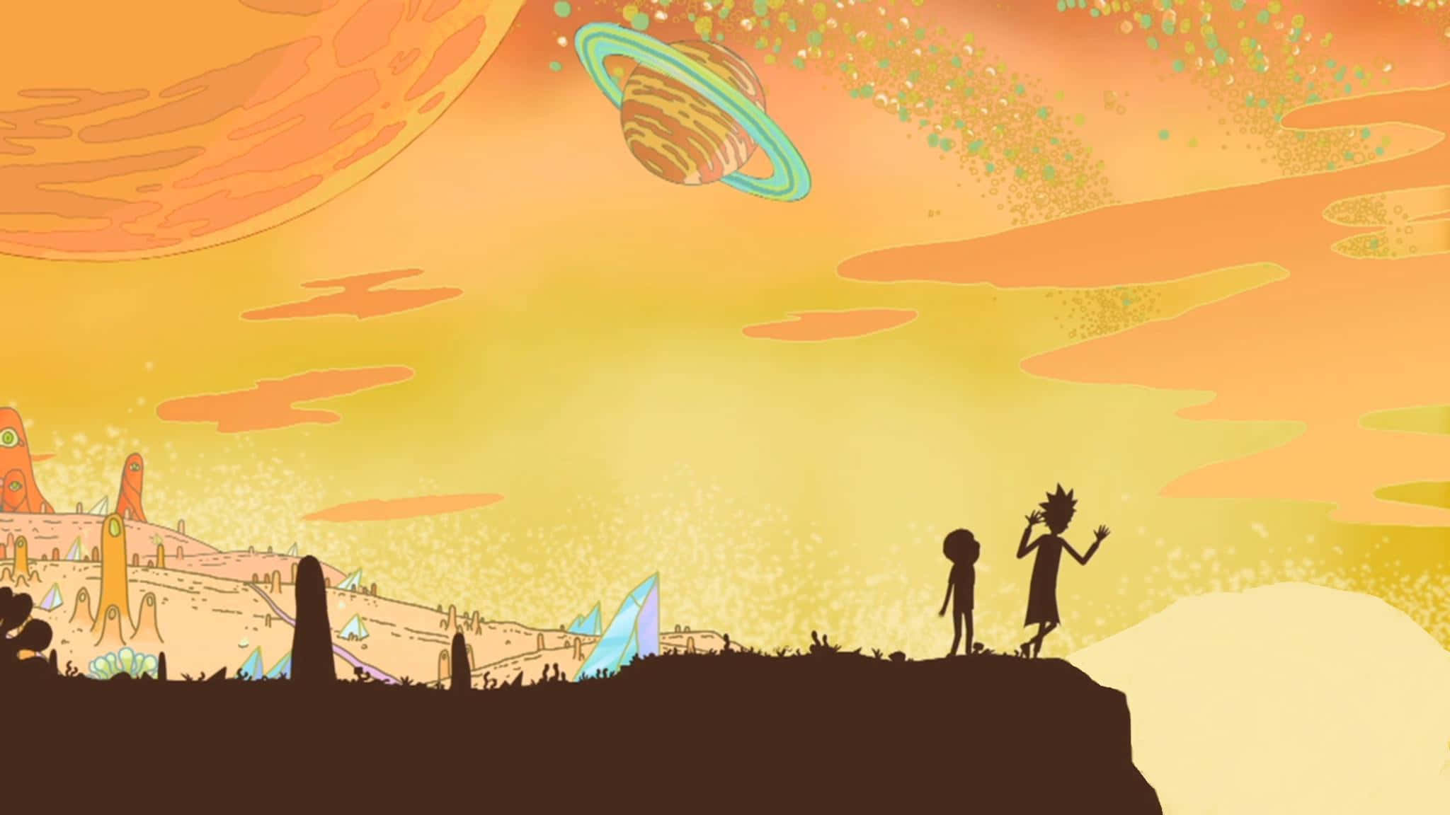 Rick And Morty, Backwoods, giant ringed planet, Full HD Desktop Wallpaper