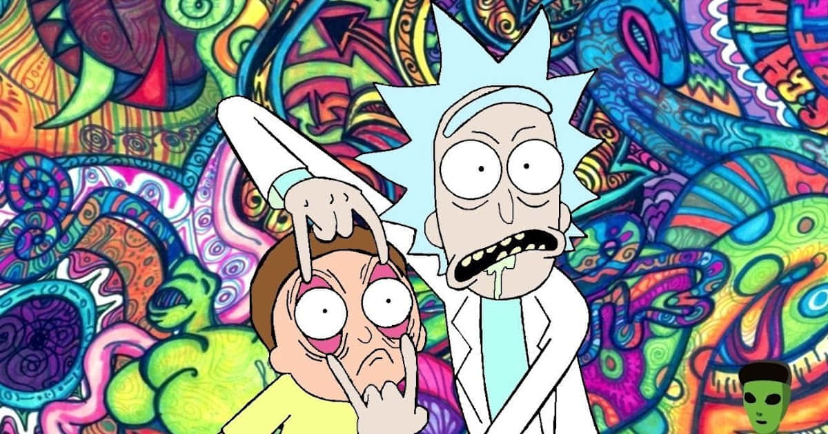 Rick and Morty, psychedelic, swirling rainbow patterns, SD Desktop Wallpaper