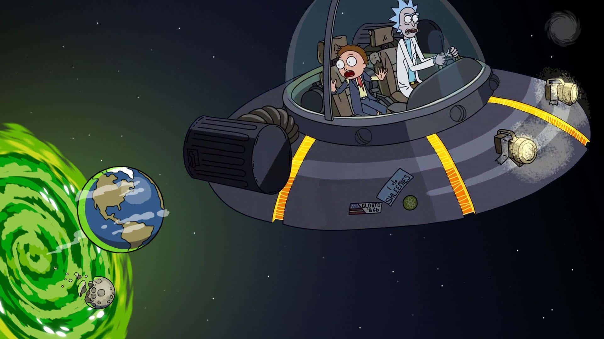 Rick and Morty, spaceship, Earth, Full HD Desktop Wallpaper