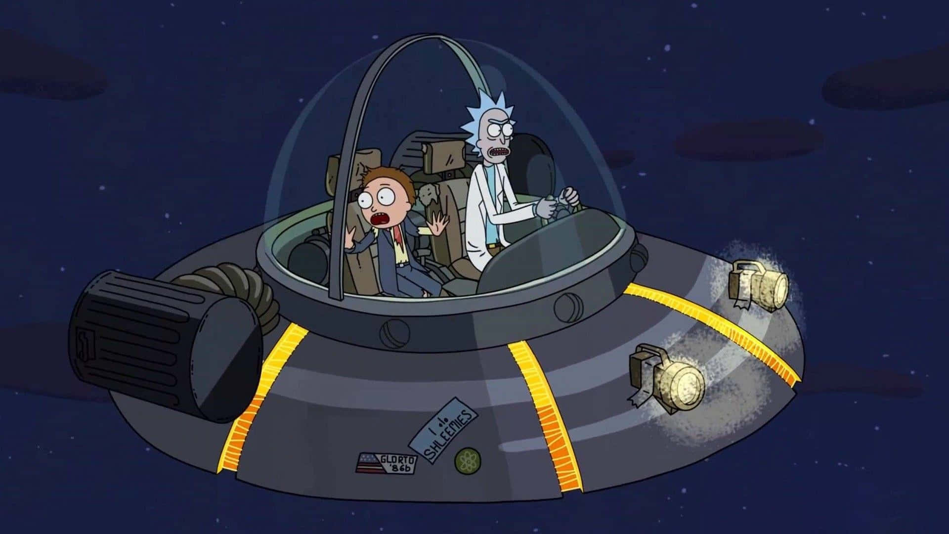 Rick And Morty, spaceship, starry cosmic void, Full HD Desktop Wallpaper