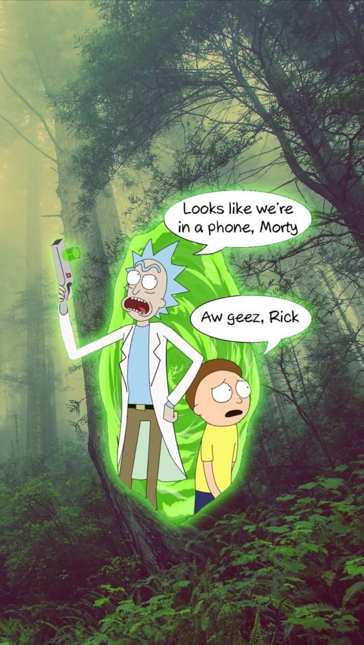 Rick And Morty, glowing portal, misty forest, HD Phone Wallpaper