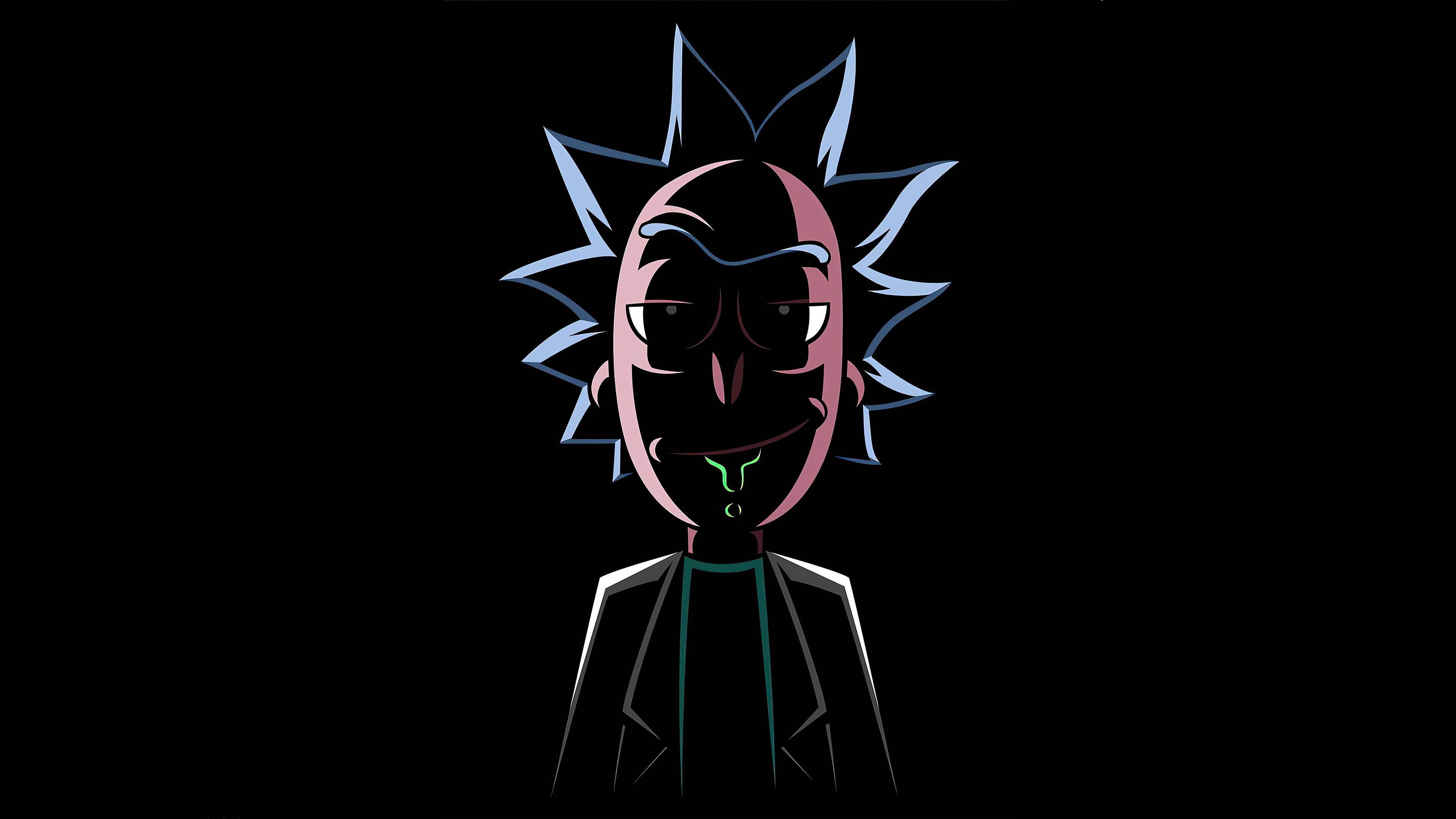 Rick And Morty, spiky blue hair, smirk, 4K Desktop Wallpaper