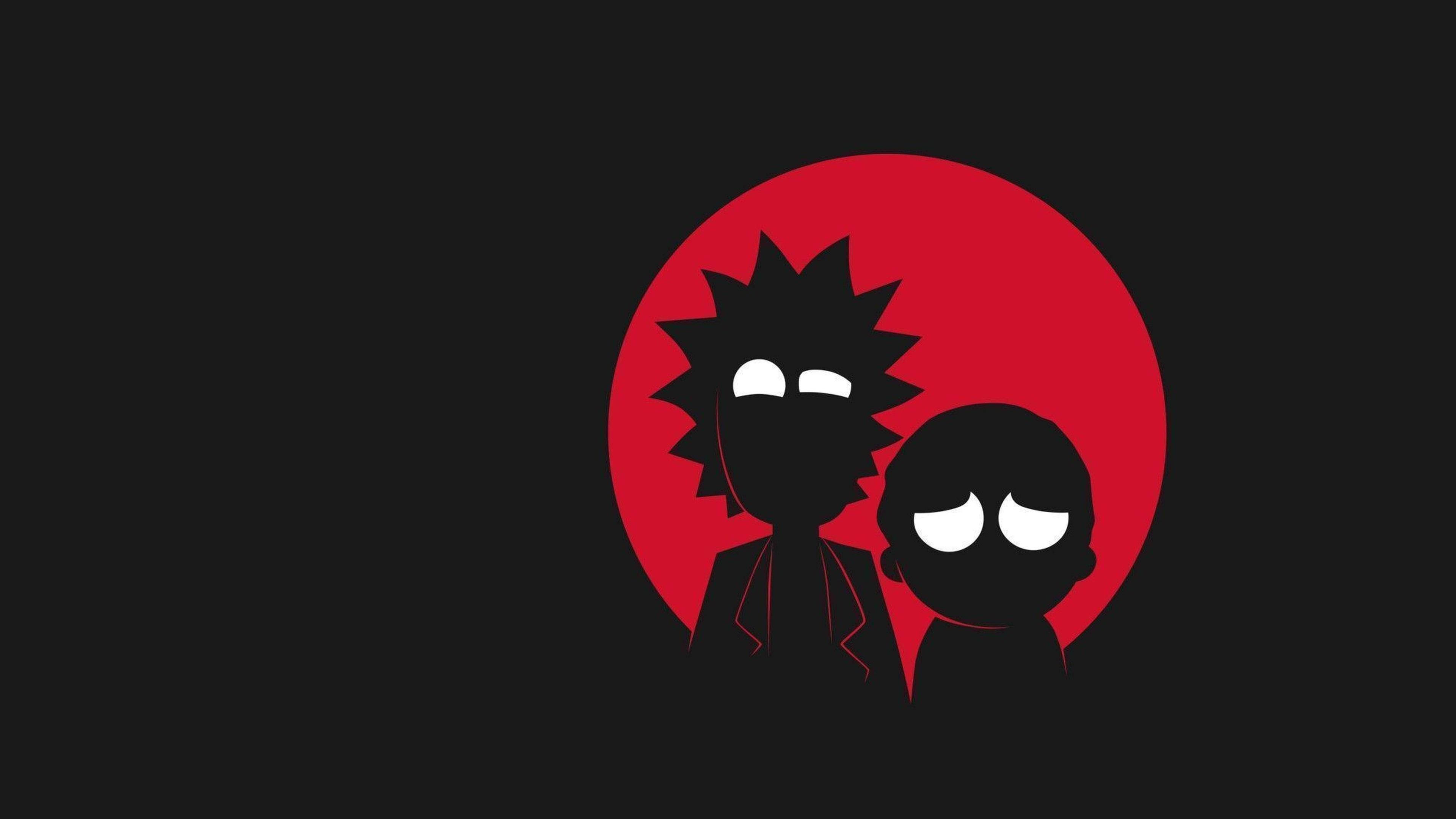 Rick And Morty, HD Computer, black silhouetted characters, 4K Desktop Wallpaper
