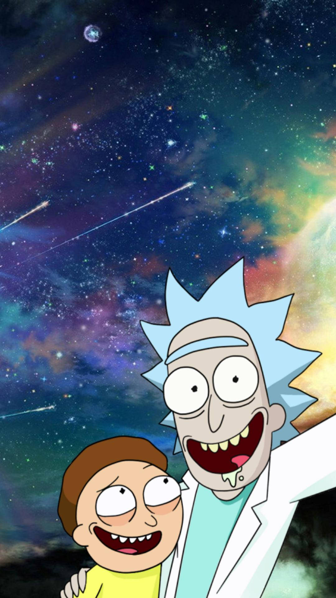 Rick And Morty, cosmic backdrop, stars, Full HD Phone Wallpaper