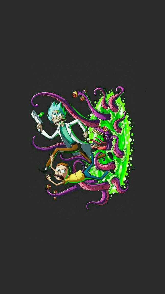 Rick and Morty, alien tentacles, purple octopus, SD Phone Wallpaper