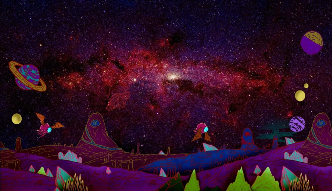 Rick And Morty, purple, planets, HD Desktop Wallpaper