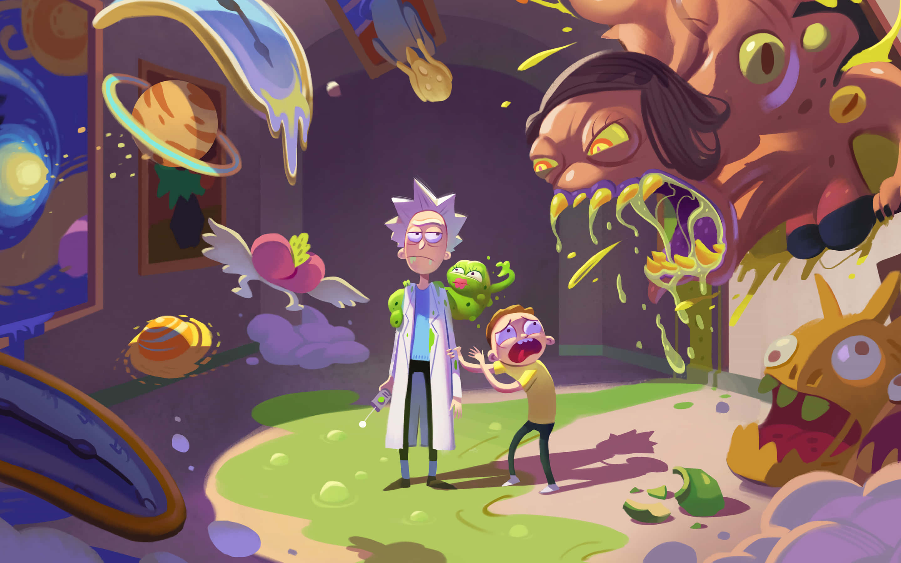 Rick And Morty, Macbook, 3D Art, 2K Desktop Wallpaper