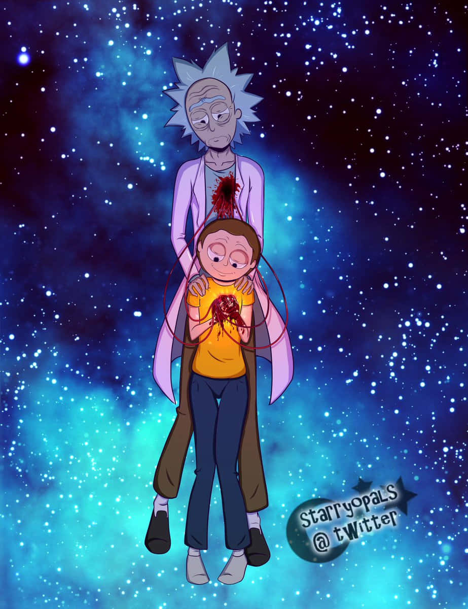 Rick and Morty, MacBook, starry cosmic void, SD Phone Wallpaper
