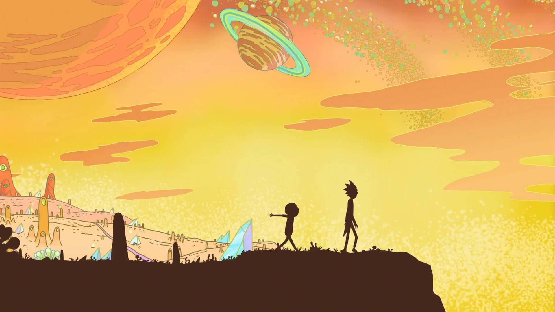 Rick and Morty, Macbook, cliff, Full HD Desktop Wallpaper