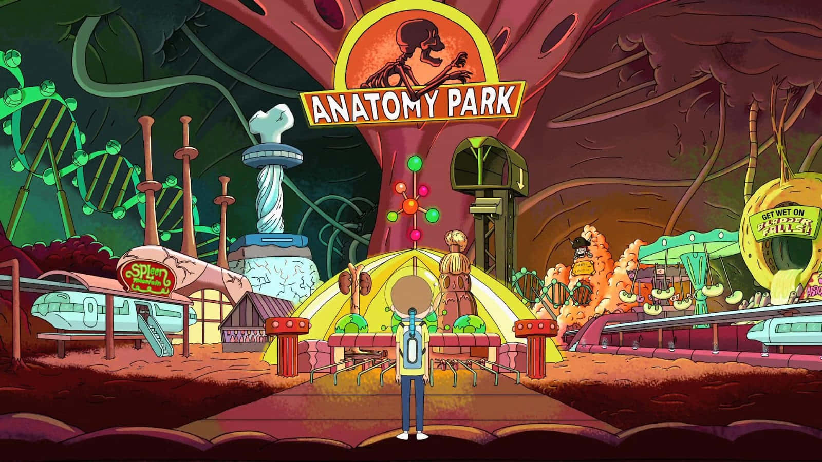 Rick And Morty, Macbook, surreal amusement park, HD Desktop Wallpaper