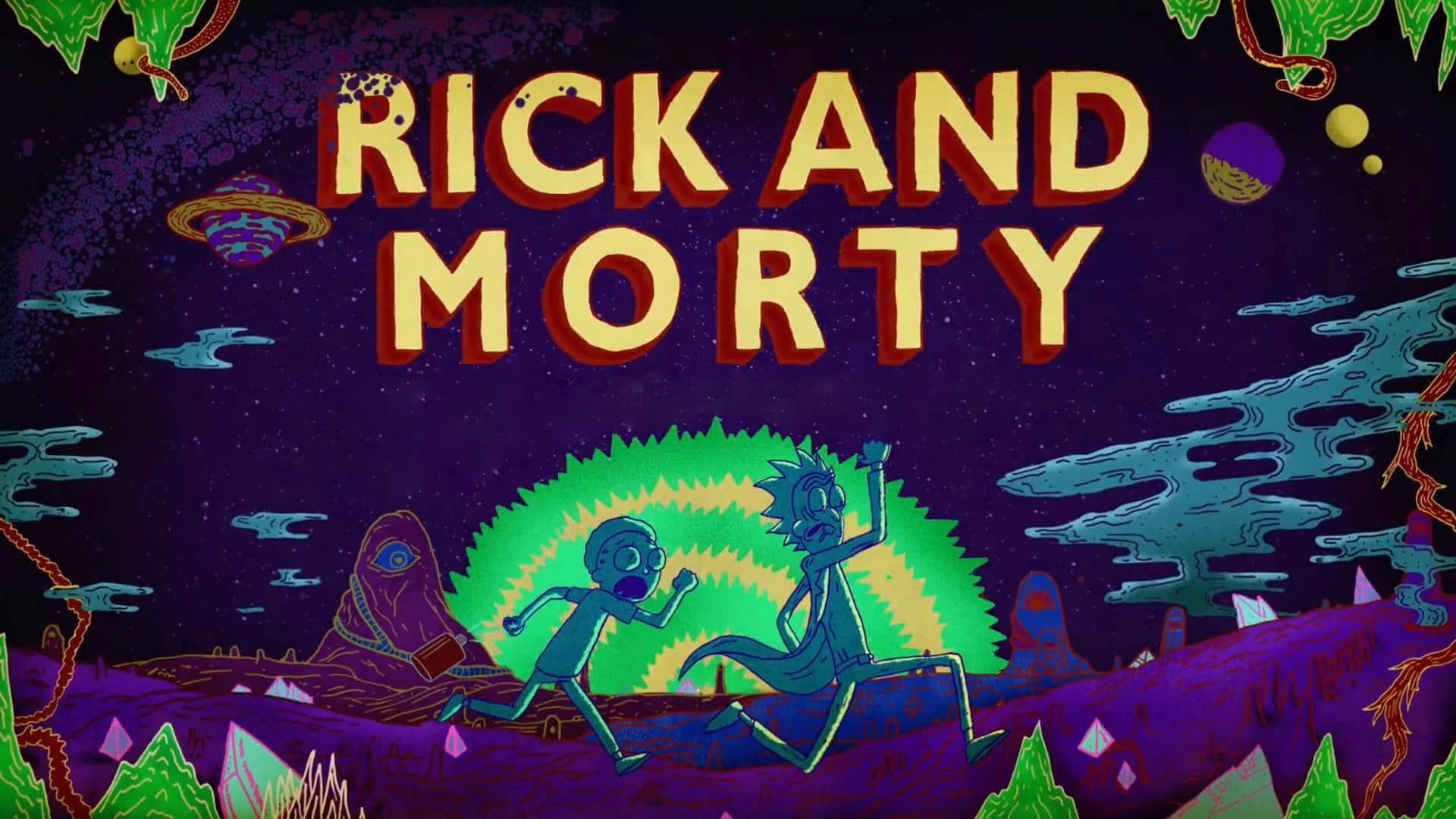 Rick And Morty, Macbook, surreal alien landscape, Full HD Desktop Wallpaper