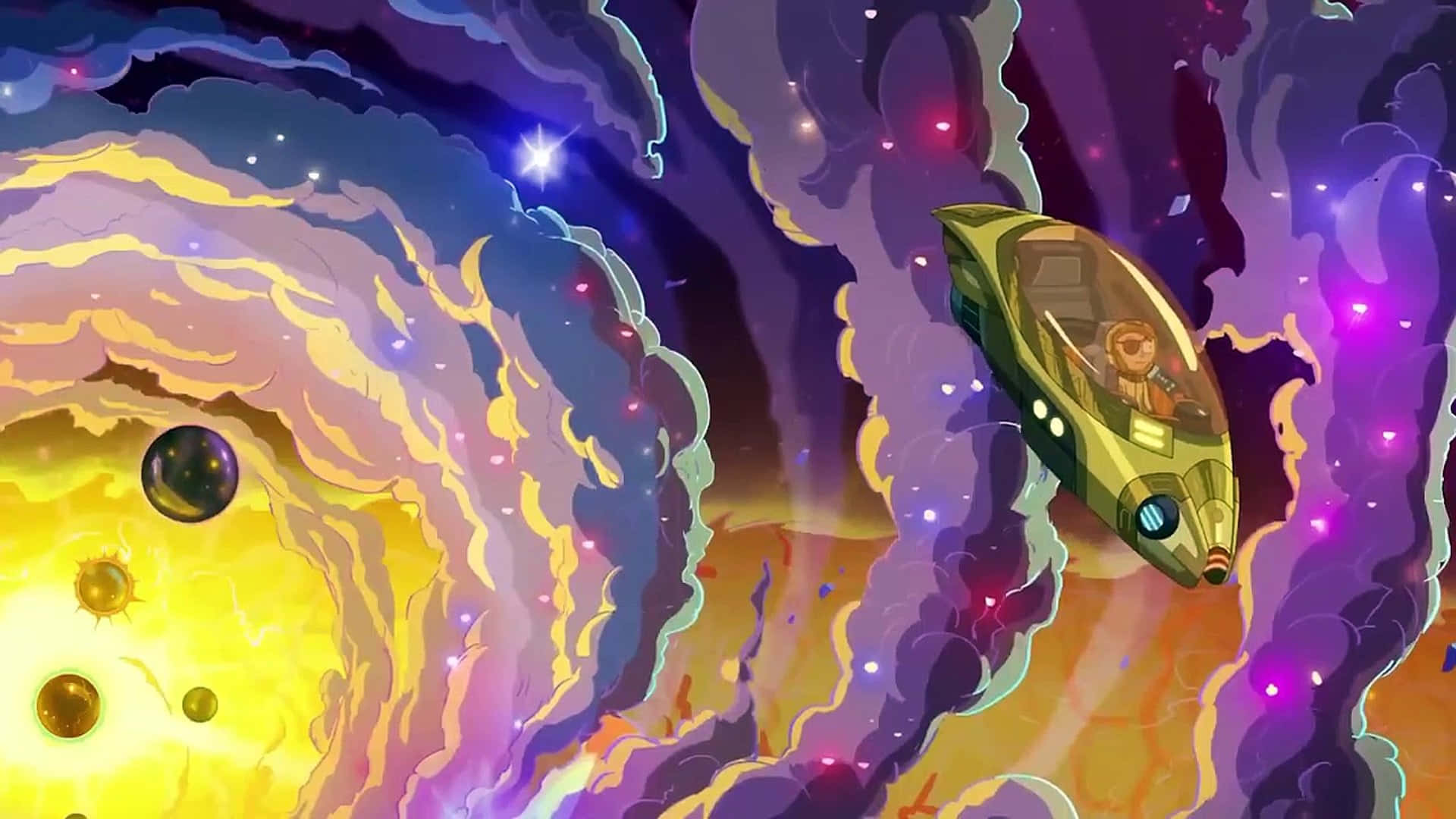 Rick And Morty, Macbook, green spaceship, Full HD Desktop Wallpaper