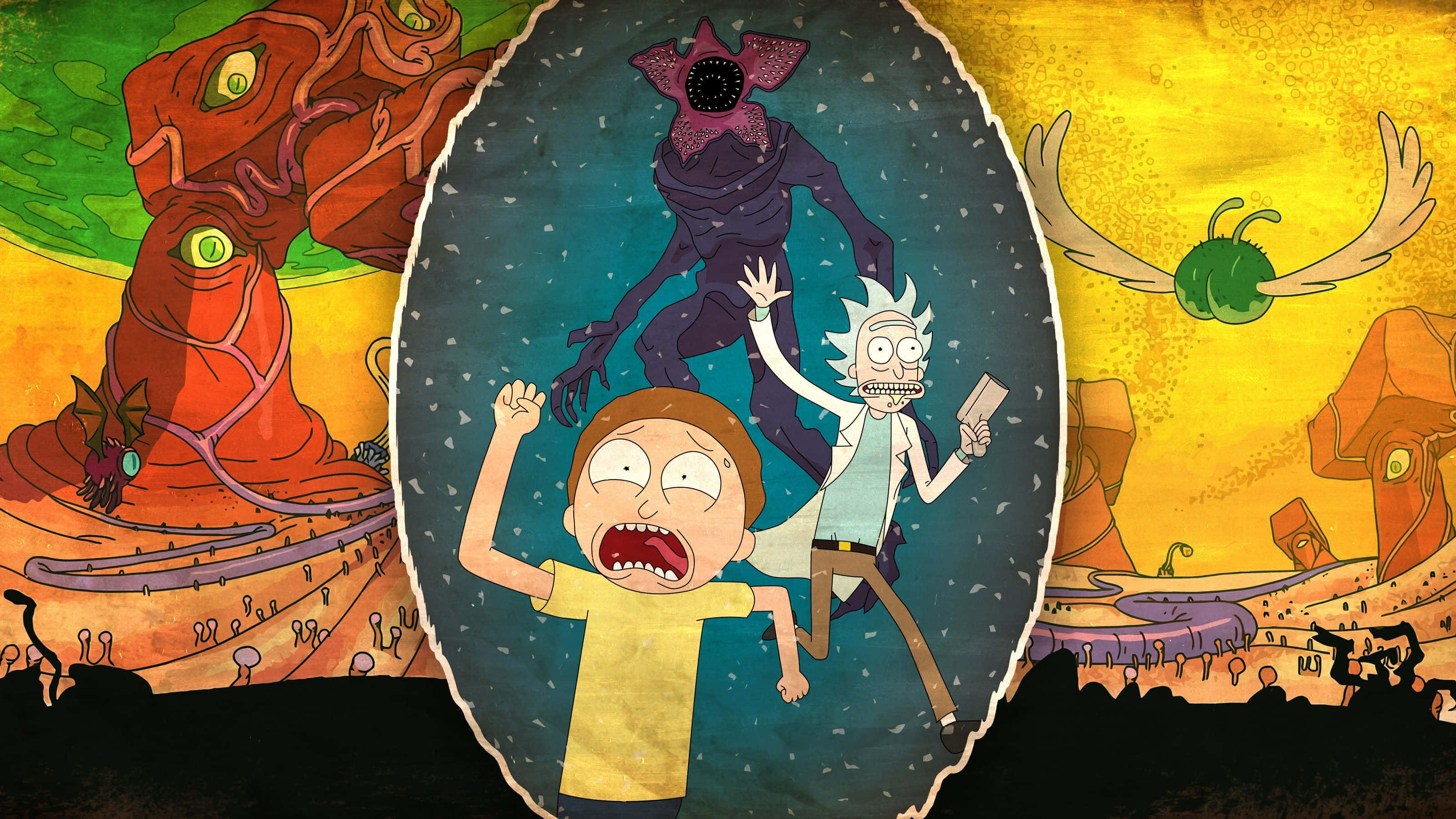 Rick And Morty, laptop, surreal, 2K Desktop Wallpaper