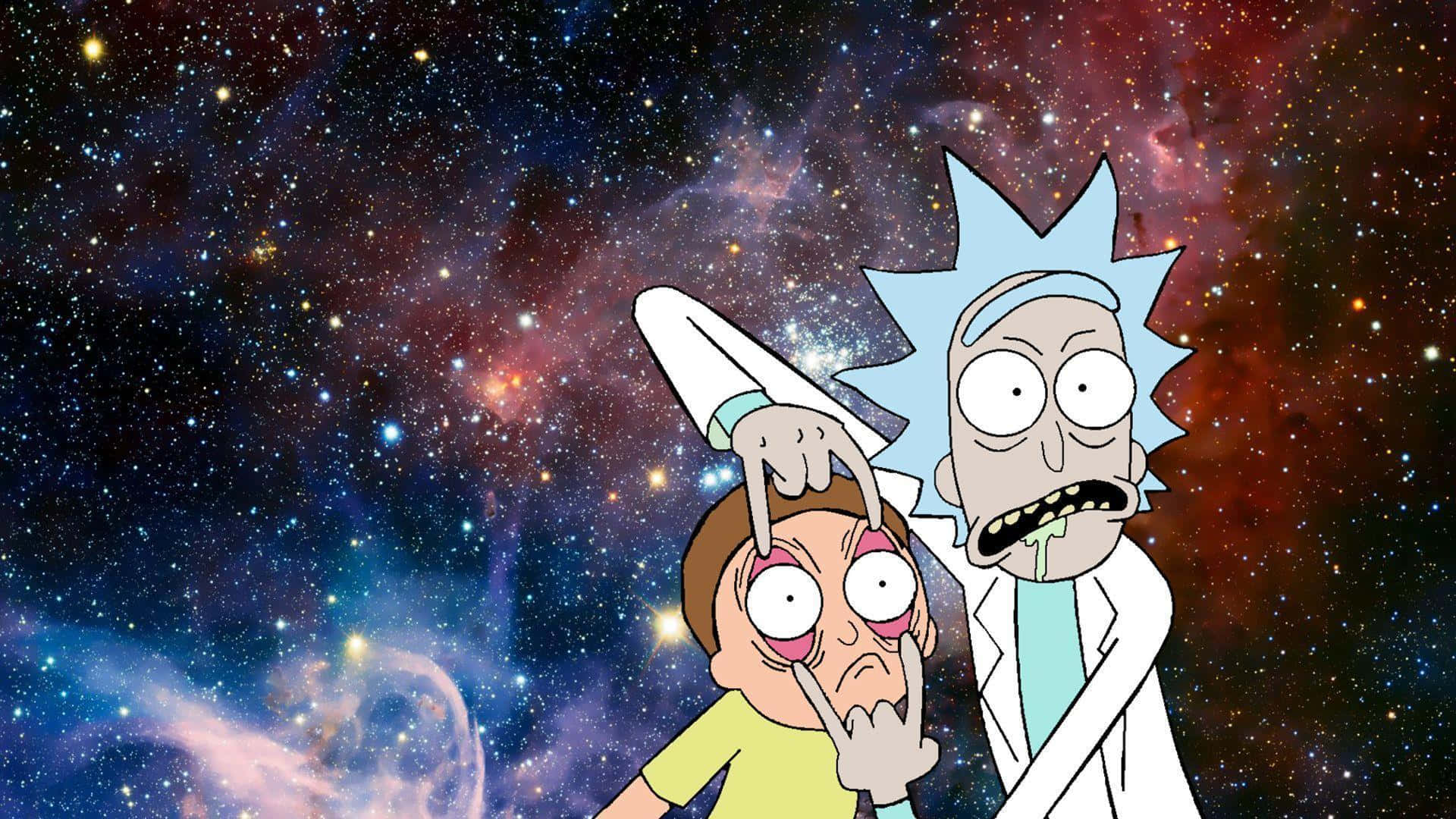 Rick And Morty, cosmic nebula, stars, Full HD Desktop Wallpaper