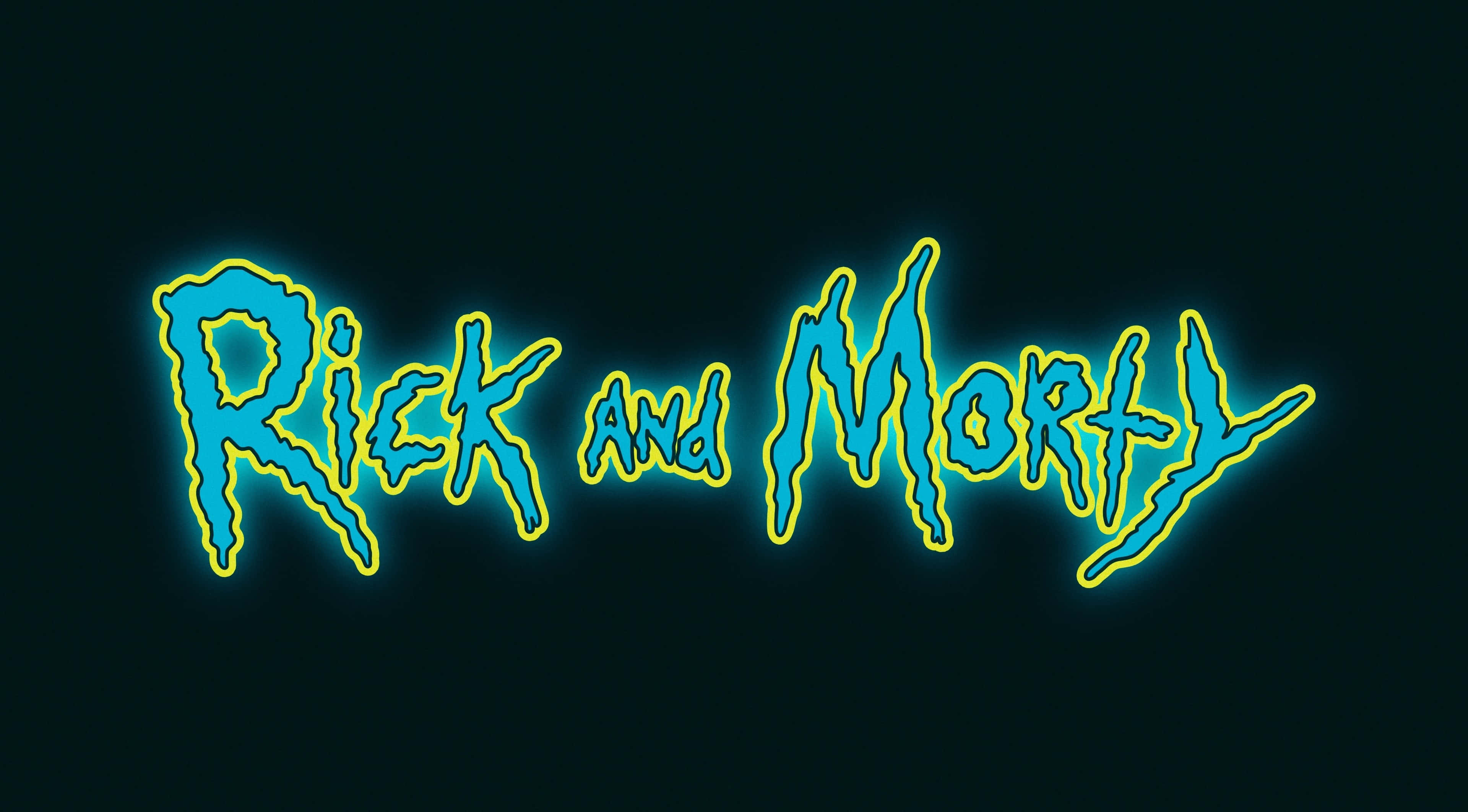 Rick and Morty, neon blue, yellow, 4K Desktop Wallpaper