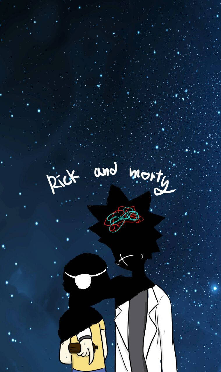 Rick And Morty, starry night sky, silhouetted, HD Phone Wallpaper