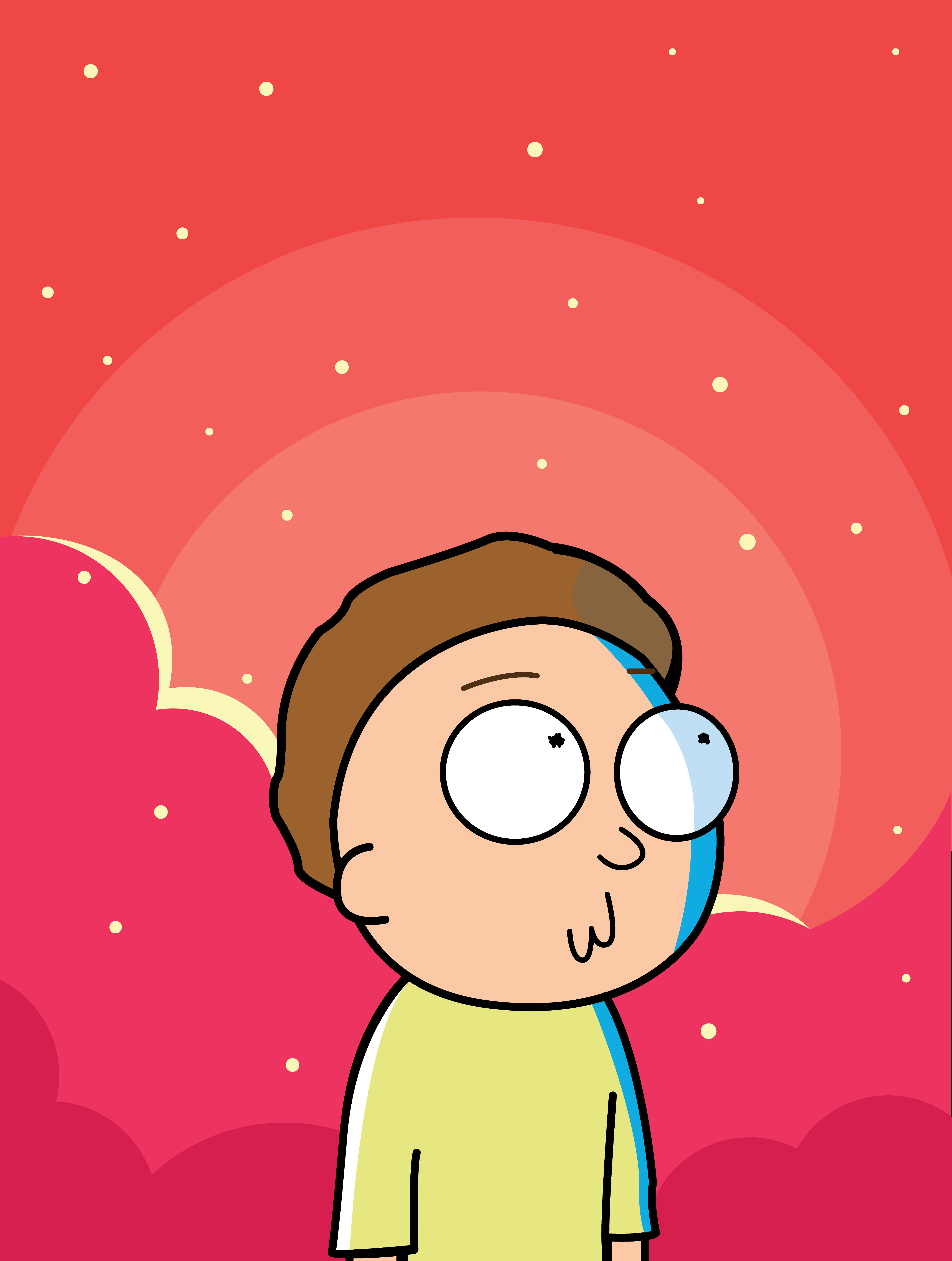 Rick And Morty, red backdrop, vibrant red sky, 5K Phone Wallpaper