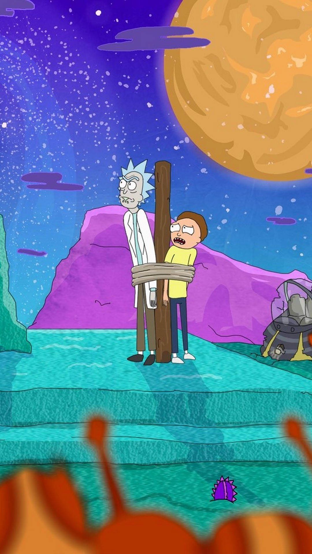 Rick And Morty, iPhone, surreal alien planet, Full HD Phone Wallpaper