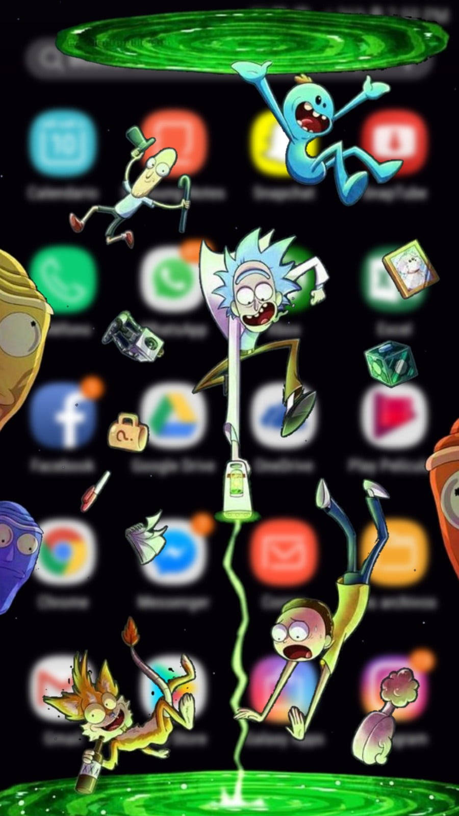 Rick And Morty, green portal, smartphone home screen, HD Phone Wallpaper