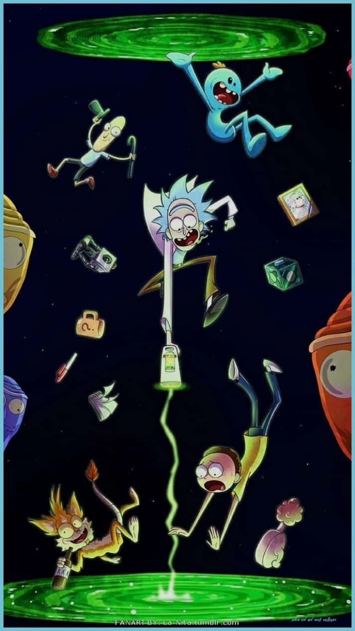 Rick And Morty, zero gravity, floating objects, SD Phone Wallpaper