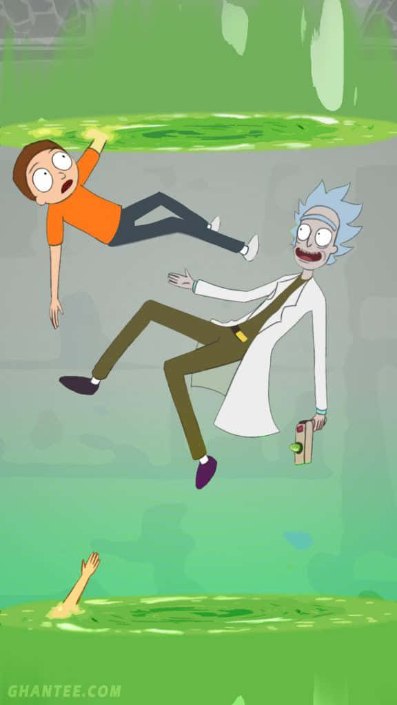 Rick and Morty, portal, green alien swamp, SD Phone Wallpaper