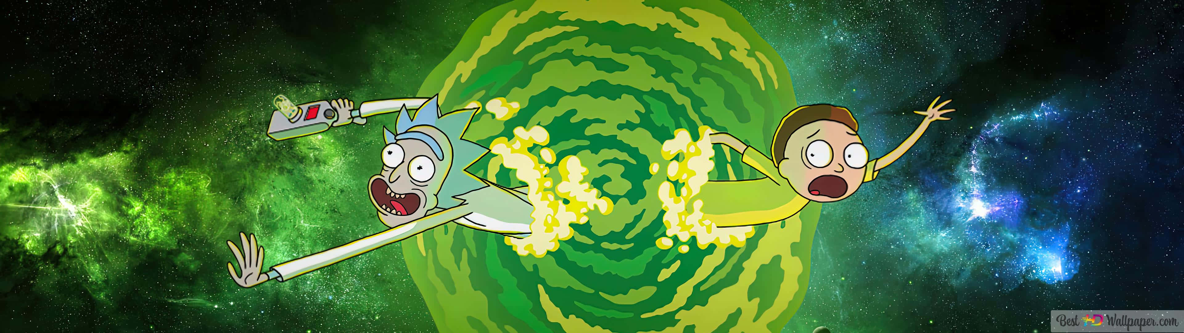 Rick And Morty, portal, swirling green portal, 4K Desktop Wallpaper