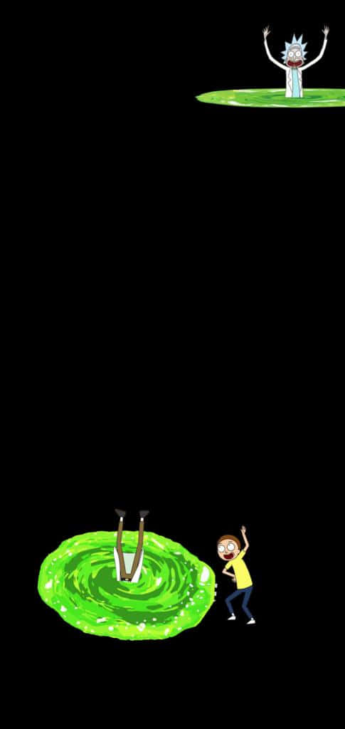 Rick and Morty, portal, glowing green portals, SD Phone Wallpaper