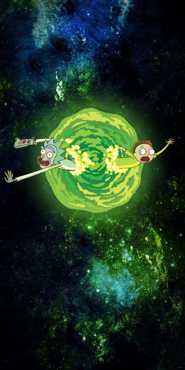 Rick and Morty, portal, cosmic nebula, HD Phone Wallpaper