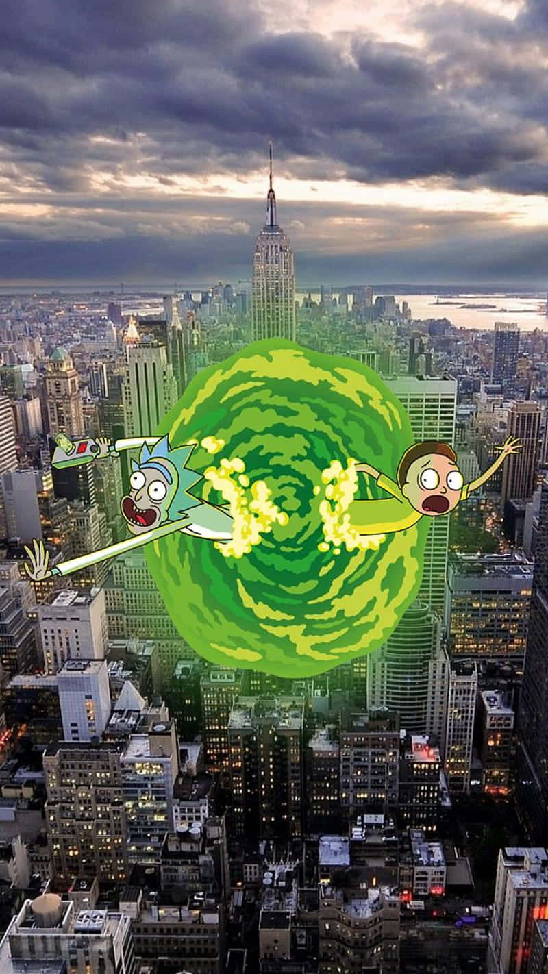 Rick And Morty, portal, green portal, HD Phone Wallpaper
